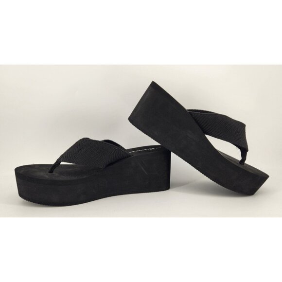 No Boundaries Womens Size 7 Chunky Y2K Inspired Platform Flip Flop Sandals Black - Picture 9 of 11